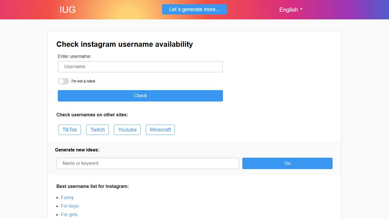 Instagram username checker