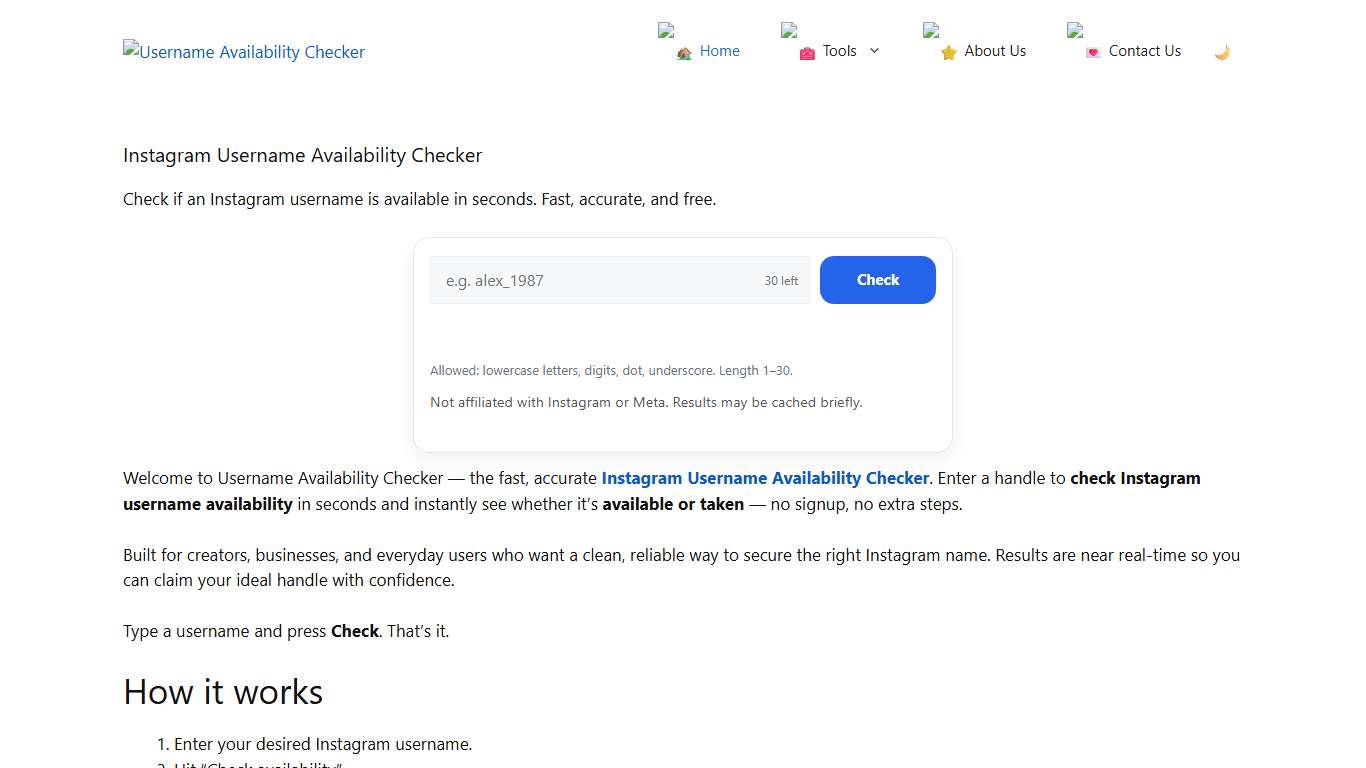 Instagram Username Availability Checker ⚡ Free Online Tool